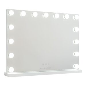 Miroir maquillage Flamingueo blanc avec quinze LED et base amovible
