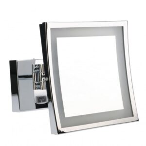 Miroir grossissant LEDS C4 en acier blanc avec bras ajustable et éclairage LED