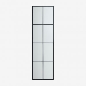 Miroir Rania rectangulaire noir en métal avec effet fenêtre à sections
