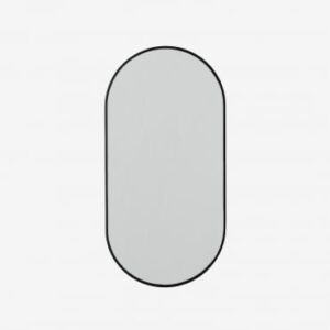 Miroir mural Elbert ovale noir avec cadre en aluminium et verre