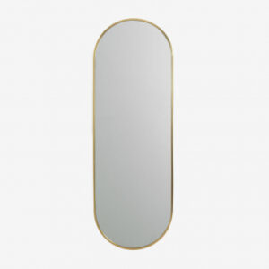 Miroir mural Elsie ovale doré avec cadre en métal pour entrée ou dressing