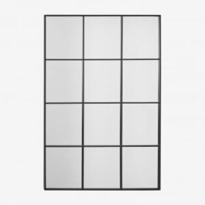 Miroir Niember Sklum rectangulaire avec cadre noir en fer à croisillons