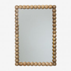 Miroir Fearne Sklum rectangulaire avec cadre en manguier sculpté de sphères