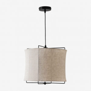 Suspension Sklum Alfie beige avec abat-jour en lin et câble réglable