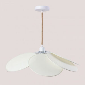 Suspension Sklum Okai blanc cassé avec abat-jour floral en tissu