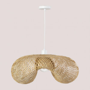 Suspension Kariba Sklum en bambou naturel avec abat-jour à forme originale