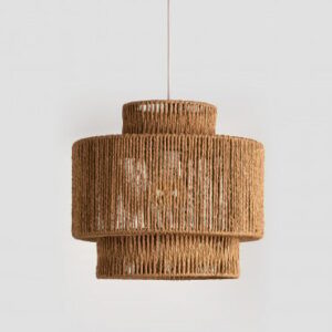 Suspension Kena Sklum en papier tressé naturel avec câble réglable en hauteur