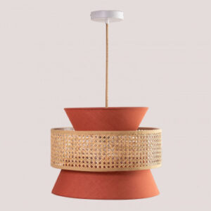 Suspension Sklum Yereh en rotin rouge argile pour intérieur