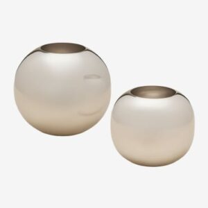 Duo de vases Brania Sklum en acier gris chromé à finition brillante