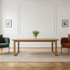 Table à manger Bobochic Marin couleur chêne avec plateau rectangulaire fixe
