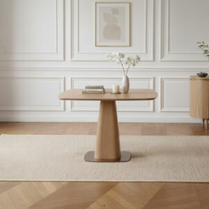 Table BOBOCHIC NOA carrée en placage chêne avec pieds en métal