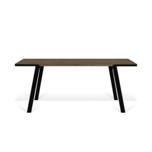 Table à manger TEMAHOME DRIFT en placage noyer et pieds métalliques noirs