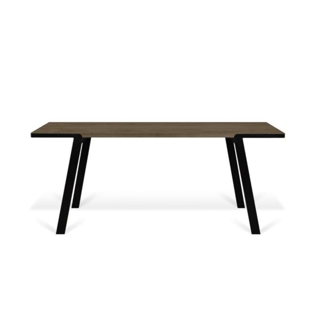 Table à manger TEMAHOME DRIFT en placage noyer et pieds métalliques noirs