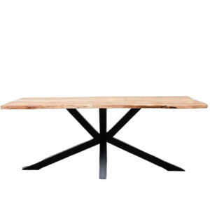 Table à manger BOBOCHIC TWIST rectangulaire en acacia massif et métal noir