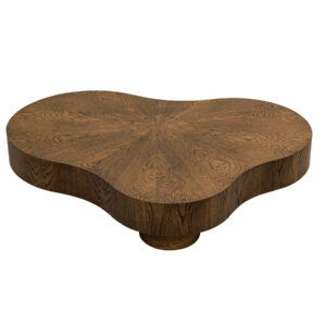 Table basse Bobochic Corbusier à forme organique et placage chêne marron foncé