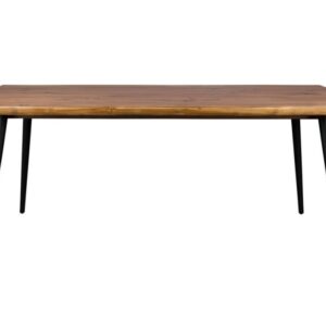 Table Dutchbone Alagon avec plateau finition noyer et pieds coniques en acier noir