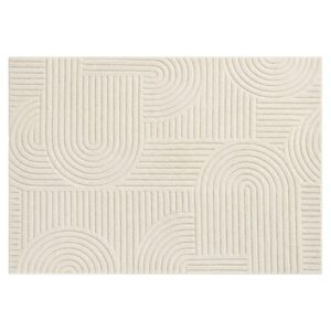 Un tapis SONGMICS beige à motif géométrique en relief pour salon