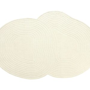 Tapis VELIMA ivoire en laine avec motif abstrait et relief tissé
