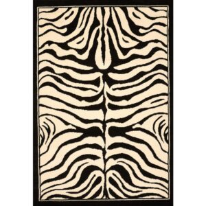 Tapis LYN1 ZEBRO noir rectangulaire à motif animalier pour salon