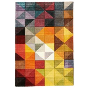 Tapis SESSOM Un amour de tapis rectangulaire noir et rouge à motif géométrique