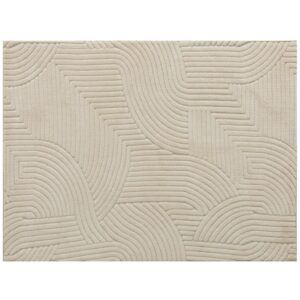 Tapis salon Homcom crème à motif géométrique et poils épais