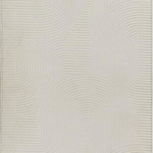 Tapis antidérapant The carpet arc crème en forme d’arc, vu de dessus