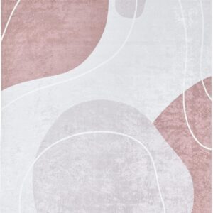 Tapis salon Nazar beige à motif abstrait, format rectangulaire pour le séjour
