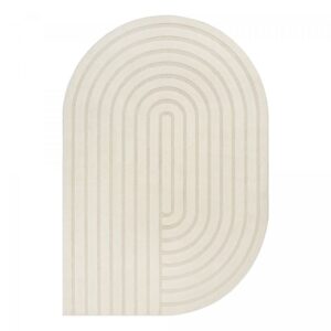 Tapis salon LYN9 SPIRATRO crème à relief géométrique et forme originale