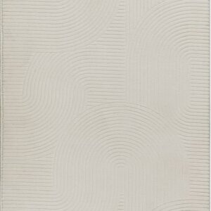 Tapis salon The carpet crème à effet 3D, format long avec dos antidérapant