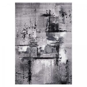 Tapis Un amour LYN1 TABLO gris rectangulaire à motif abstrait et poils ras