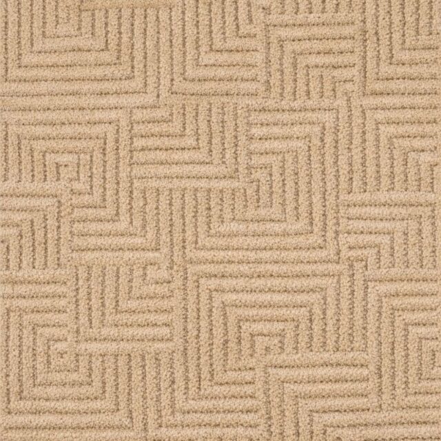 Tapis labyrinthe Nazar beige rectangulaire à motif graphique en relief 3D