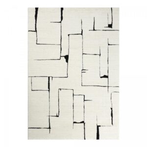 Tapis salon LYN9 BRINKI crème rectangulaire avec motif ton sur ton en relief