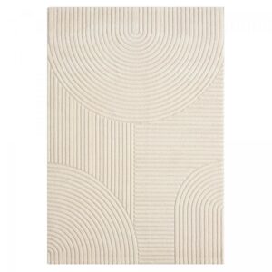 Tapis Un amour LYN9 CERNAN écru rectangulaire à motif simple et poils soyeux
