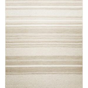 tapis de salon Green Loop DIJON en laine sable et crème tissé main