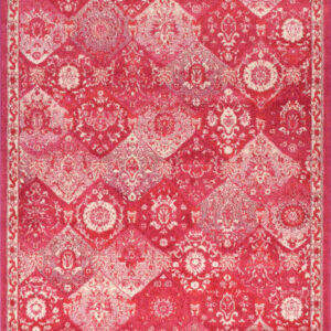 Tapis salon vintage Nazar rose framboise à poils courts, format 200 x 290 cm