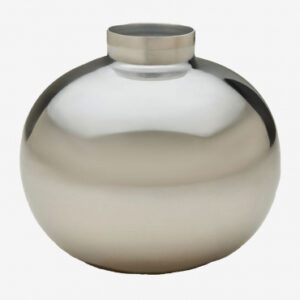 Vase Elberton Sklum sphérique gris chromé en acier inoxydable brillant