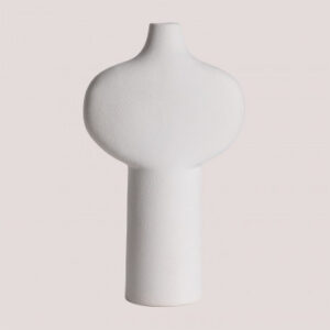 Vase Sklum Boal en céramique blanche à la finition mate texturée