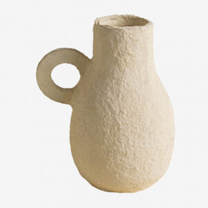 Vase décoratif Sklum Delores beige crème aux formes courbes en papier mâché