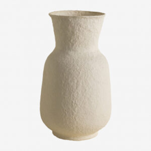 Vase décoratif Sklum Sousel blanc en papier mâché à silhouette élancée