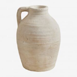 Vase Dariam Sklum blanc de pierre en terre cuite à texture rugueuse