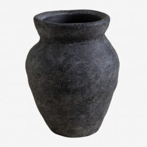 Vase décoratif Asmeret Sklum noir en terre cuite aux formes arrondies