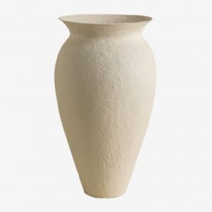 Vase Brinxel Sklum blanc en papier mâché, à la silhouette évasée