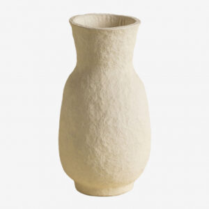 Vase Reynolds Sklum beige crème en papier mâché à la silhouette arrondie