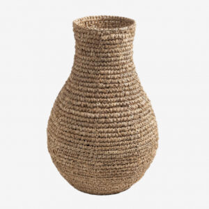 Vase décoratif Icaño Sklum en sisal naturel avec tressage apparent