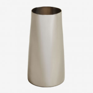 Vase Sklum Padulin en acier inoxydable à finition nickelée brillante