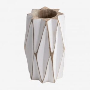 Vase Sklum Moura sculpté en bois de manguier aux formes géométriques