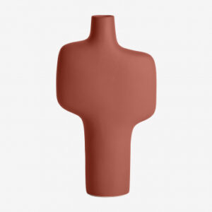 Vase céramique Nola terracotta mat à silhouette abstraite et col étroit
