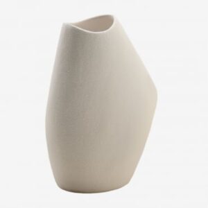 Vase Sklum Zeltino en céramique à silhouette inclinée et bord irrégulier