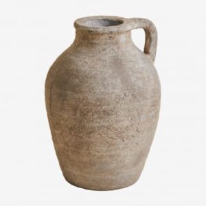 Vase Agnon Sklum en terre cuite marron pierre avec anse supérieure