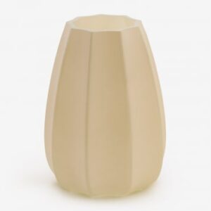 Vase Sklum Pynora beige crème en verre mat aux reliefs verticaux